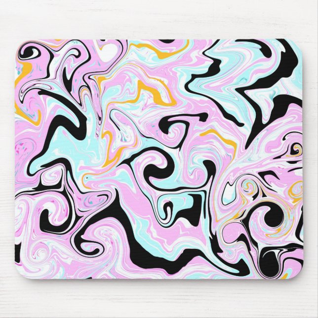 Tapis De Souris Fluid Art Cotton Bonbon rose, Turquoise, noir et o (Devant)