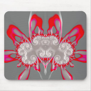 Tapis De Souris ~ FLUORO ROUGE ROUGE BLANC GRIS ~ Fractal ~Origina