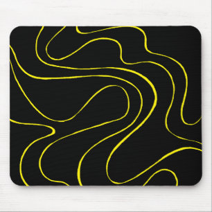 Tapis De Souris Flux et reflux 2 en noir et jaune