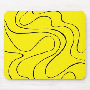 Tapis De Souris Flux et reflux 2 en noir et jaune