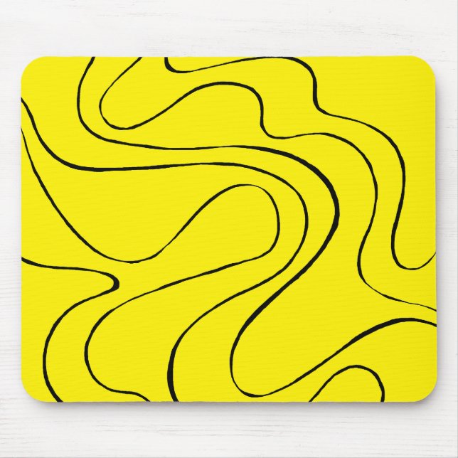 Tapis De Souris Flux et reflux 2 en noir et jaune (Devant)