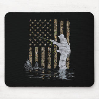 Tapis De Souris Fly Fishing Fisherman American Flag Camouflage Fly