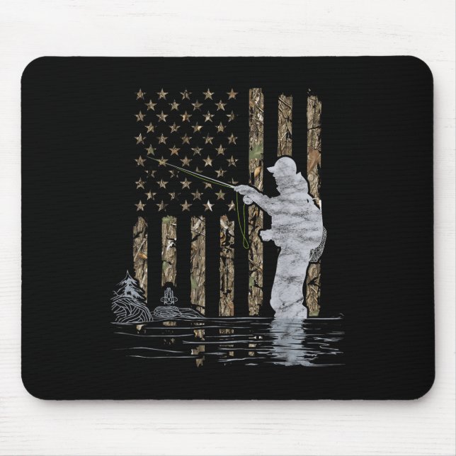 Tapis De Souris Fly Fishing Fisherman American Flag Camouflage Fly (Devant)