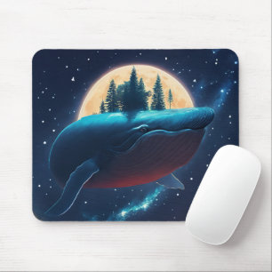Tapis De Souris Flying Humpback Baleine Lune Mer Lumière Forêts St