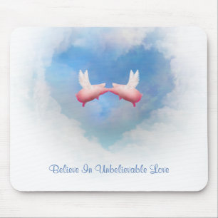 Tapis De Souris Flying Pigs Kiss Amour Incroyable Mousepad