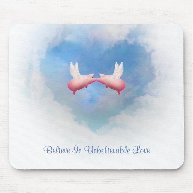 Tapis De Souris Flying Pigs Kiss Amour Incroyable Mousepad (Devant)