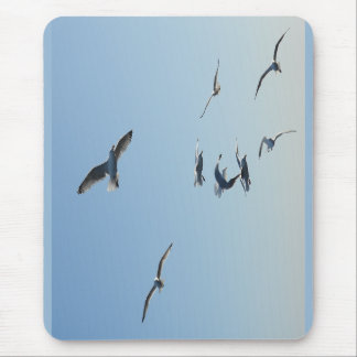 Tapis De Souris Flying Seagulls Coastal Ocean Bird Nature Desk 