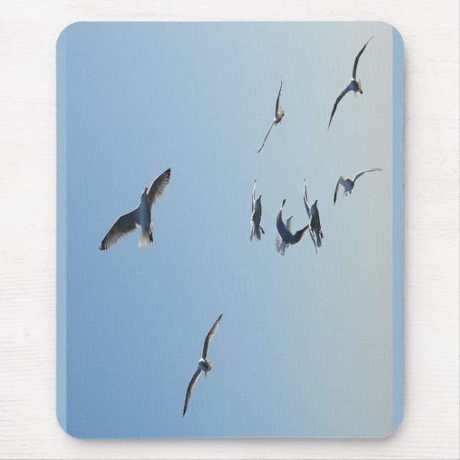 Tapis De Souris Flying Seagulls Coastal Ocean Bird Nature Desk  (Devant)