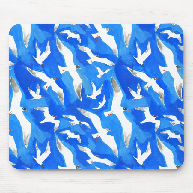 Tapis De Souris Flying seagulls on sky blue (Devant)