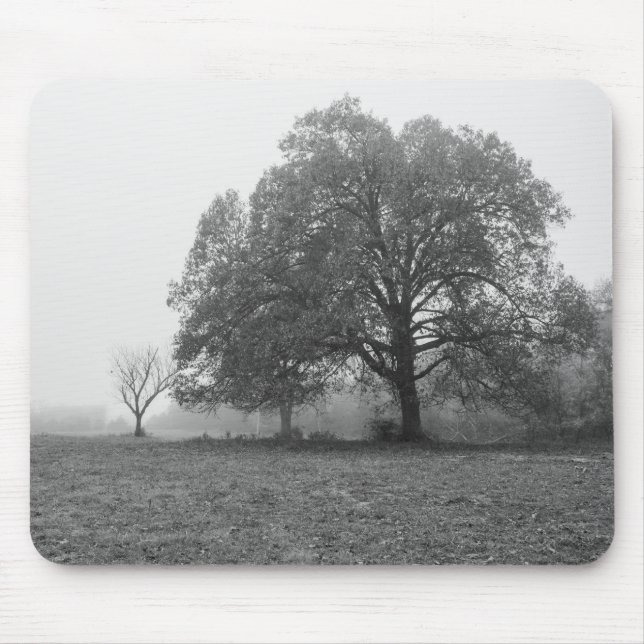 Tapis De Souris Foggy Automne Niveaux de gris (Devant)