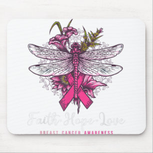 Tapis De Souris Foi dragonfly Hope Love Cancer du sein Sensibilisa