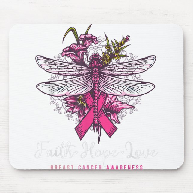 Tapis De Souris Foi dragonfly Hope Love Cancer du sein Sensibilisa (Devant)