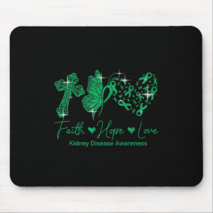 Tapis De Souris Foi Espoir Amour Ruban Vert Maladie Rénale Sensibi