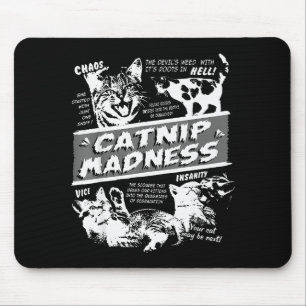 Tapis De Souris Folie à l'herbe à chat Chaton mignon Chat drôle Hu
