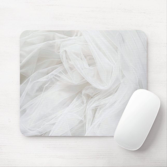 Tapis De Souris Fond de mariage en tulle textile blanc (Avec souris)