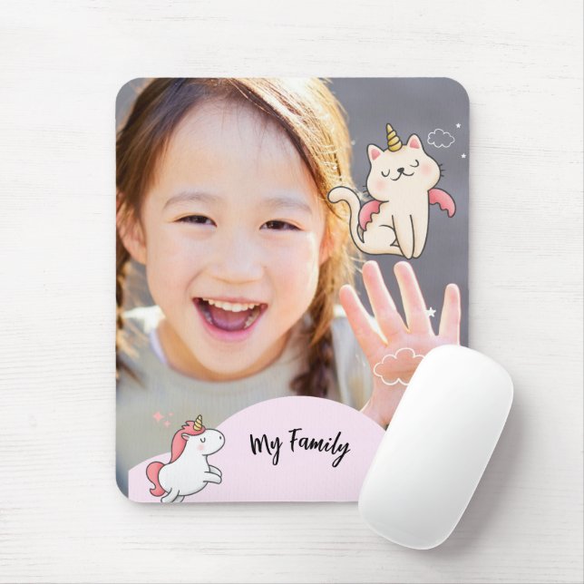 Tapis De Souris Fond rose et fille douce  (Avec souris)