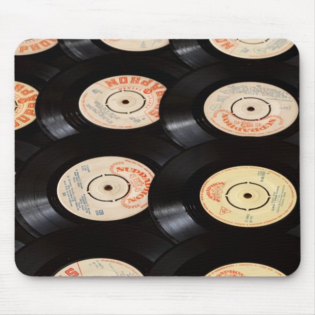 Tapis De Souris Fonds de disques vinyles (Devant)