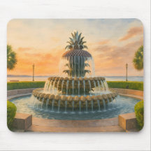Fontaine d'ananas de Charleston Aquarelle