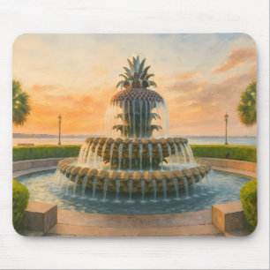 Tapis De Souris Fontaine d'ananas de Charleston Aquarelle