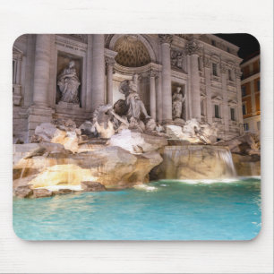 Tapis De Souris Fontaine de Trevi la nuit - Rome, Italie