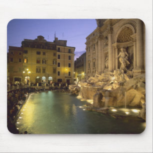 Tapis De Souris Fontaine de Trevi la nuit, Rome, Latium, Italie