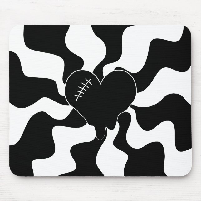 Tapis De Souris Fonte cardiaque en noir et blanc (Devant)