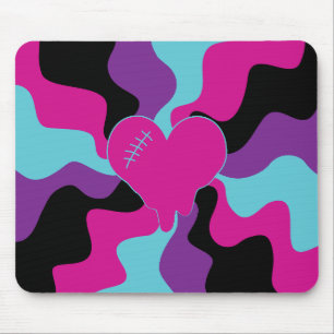 Tapis De Souris Fonte cardiaque - rose, violet, bleu et noir