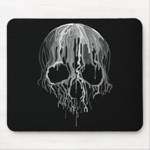 Tapis De Souris Fonte crâne noir blanc Art graphique Halloween