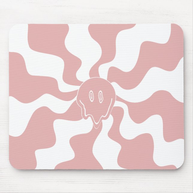 Tapis De Souris Fonte de sourire en rose et blanc (Devant)