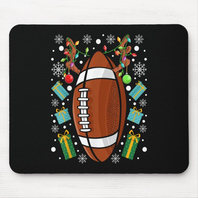 Tapis De Souris Football américain amusant Noël Reindeer Xmas Li (Devant)