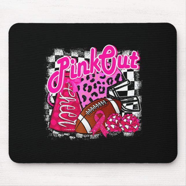 Tapis De Souris Football Checkered Nk Out Breast Cancer Cheer Mom  (Devant)