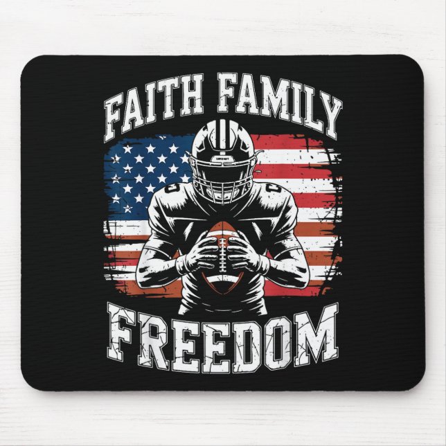 Tapis De Souris Football Faith Family Dom Patriotic Christian Foot (Devant)