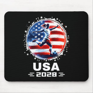 Tapis De Souris Football Féminin Vêtements de Football Drapeau Amé