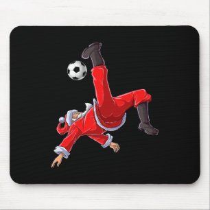 Tapis De Souris Football Noël Santa Coup de pied de bicyclette Xma