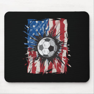 Tapis De Souris Football Patriotique 4 Juillet Hommes Drapeau Amér