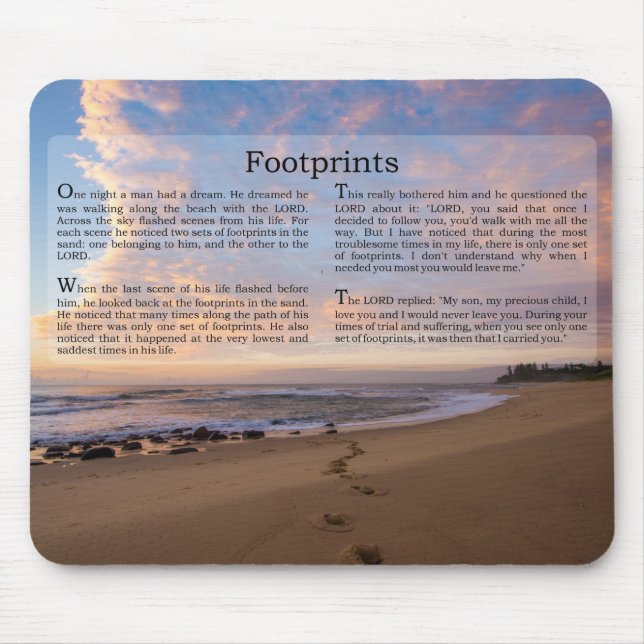 Tapis De Souris Footprints in the Sand Poem (Devant)