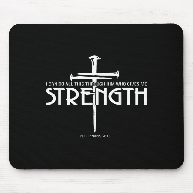 Tapis De Souris Force Et Clou Croix Bible Verse Christian (Devant)