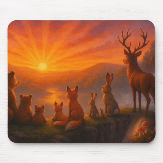 Tapis De Souris Forêt amis Sunrise Souris Pad (Devant)