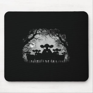 Tapis De Souris Forêt de vaches hantées Bovins noirs aux grands ye