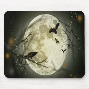 Tapis De Souris Forêt d'Halloween, chauves-souris, paysage