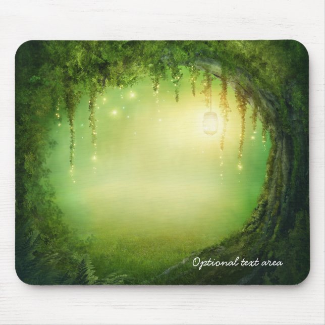 Tapis De Souris Forêt Enchantée Rêveuse & Éclairages Rustique Pers (Devant)