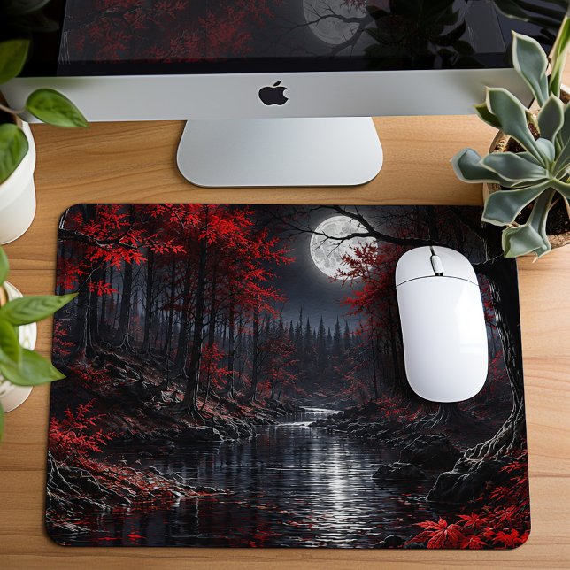 Tapis De Souris Forêt Fantastique Rouge Foncé (Créateur téléchargé)