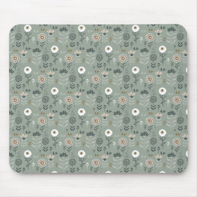 Tapis De Souris Forêt Florale Sage Green (Devant)