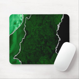 Tapis De Souris Forêt Glamour Verte Marbre Chic Paillettes Argenté