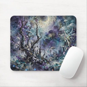 Tapis De Souris Forêt Hantée Arbres Mystiques Surréalistes Champig