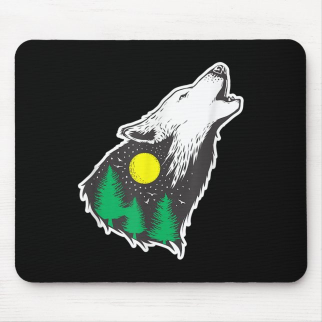 Tapis De Souris Forêt Howling Wolf Moon Protection de l'environnem (Devant)