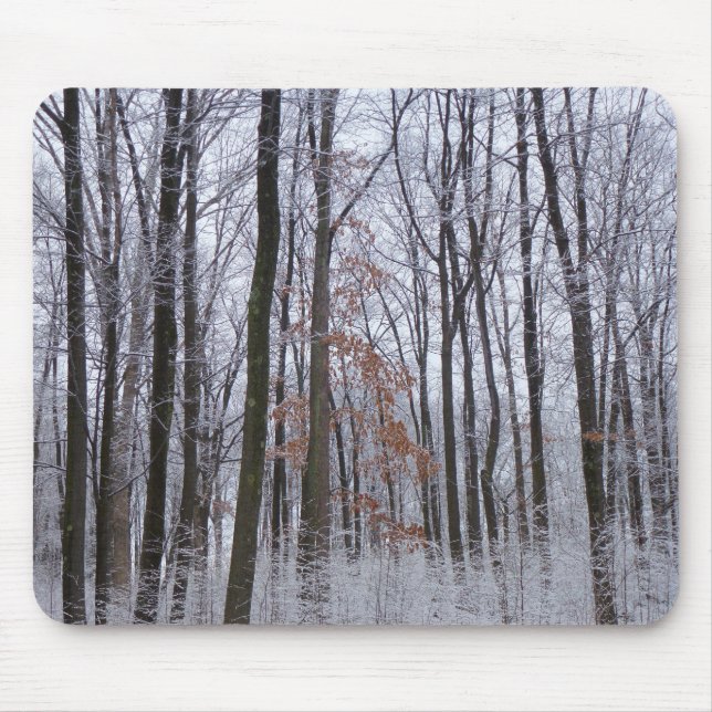 Tapis De Souris Forêt huppée neige paysage d'hiver Photographie (Devant)