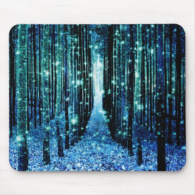 Tapis De Souris Forêt Magique Turquoise Bleu-vert (Devant)