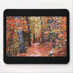 Tapis De Souris Forêt peinte sentier d'automne Cadeaux d'aquarelle