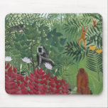 Tapis De Souris Forêt tropicale avec Monkeys, 1910 (huile sur la<br><div class="desc">Forêt tropicale avec Monkeys,  1910 (huile sur la toile) | par emplacement d'art de Henri J.F. Rousseau | : National Gallery du nombre de collection d'image de l'artiste français | de Washington DC| d'art : XOS744803</div>